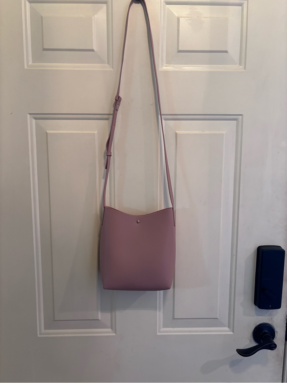 Anthropologie Samra Vegan Leather Blush Pink Crossbody Bucket Bag - Picture 2 of 5